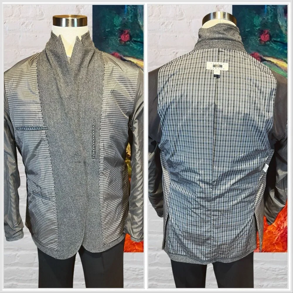 Joseph Abboud XL 44R Mens Gray Herringbone Flannel Blazer Sport Jacket - Picture 8 of 14